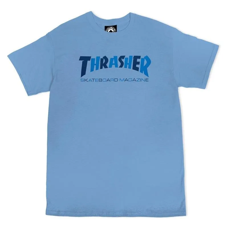 Thrasher Skateboard Magazine Checkers Carolina Blue T-Shirts