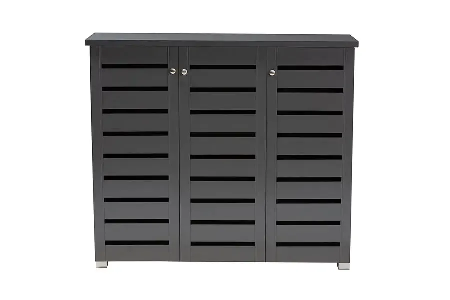 Verdell Dark Gray 3-Door Wooden Entryway Shoe Storage Cabinet