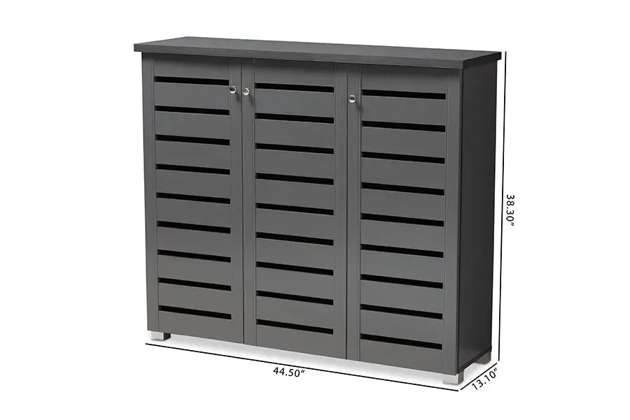 Verdell Dark Gray 3-Door Wooden Entryway Shoe Storage Cabinet