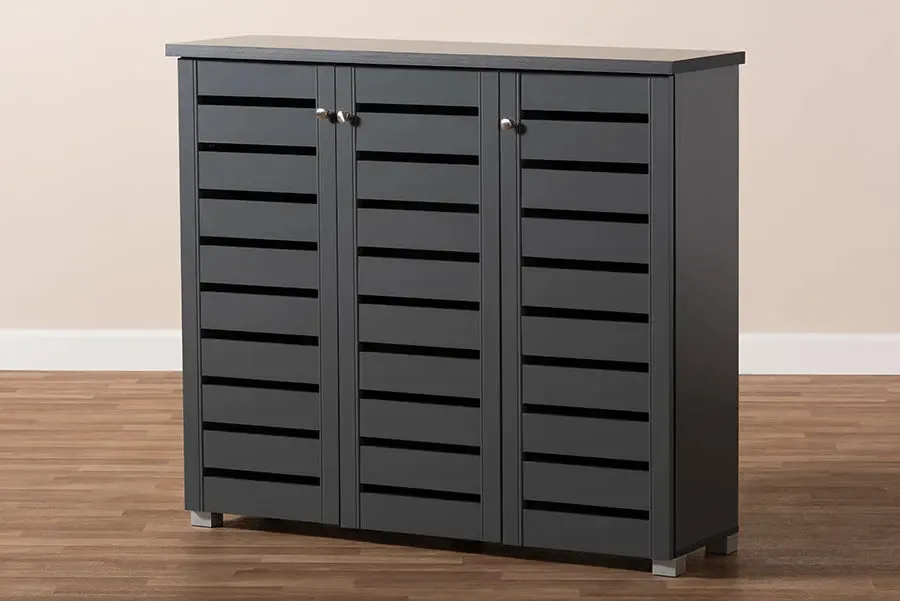 Verdell Dark Gray 3-Door Wooden Entryway Shoe Storage Cabinet