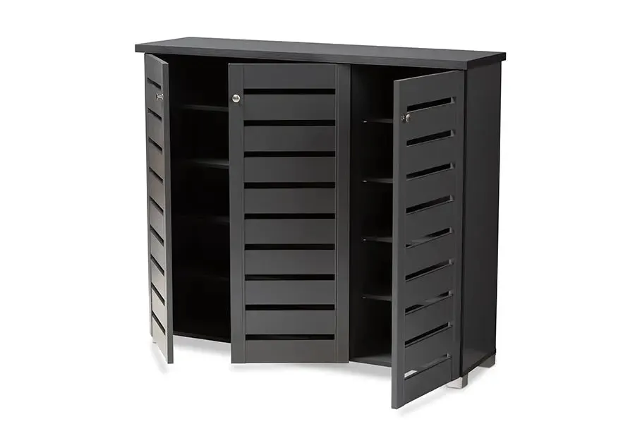 Verdell Dark Gray 3-Door Wooden Entryway Shoe Storage Cabinet