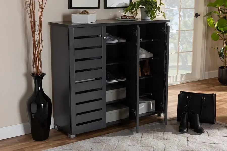 Verdell Dark Gray 3-Door Wooden Entryway Shoe Storage Cabinet