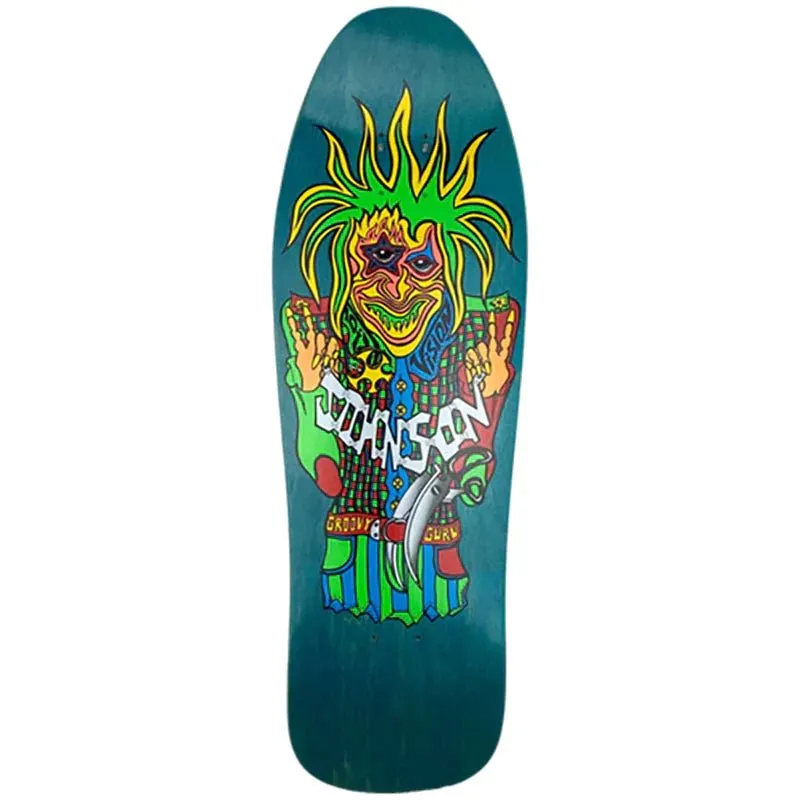 Vision 9.5" x 30.5" Joe Johnson Groovy Guru Reissue (TURQUOISE STAIN) Skateboard Deck