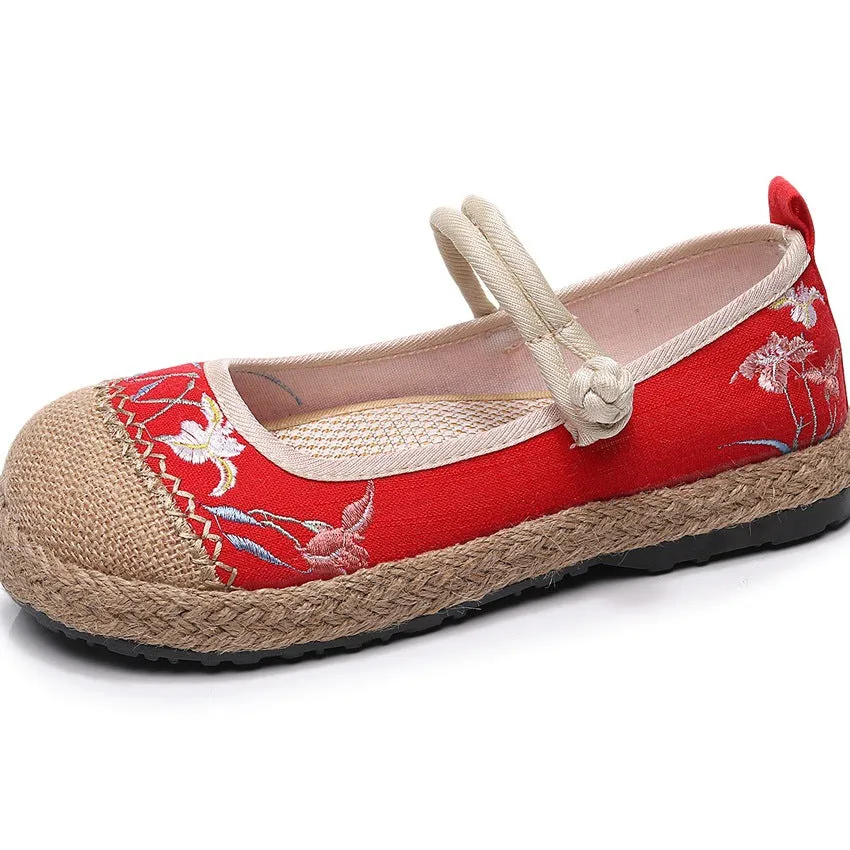 Women's Big Head Embroidered Old Beijing Cloth Single Canvas Shoes