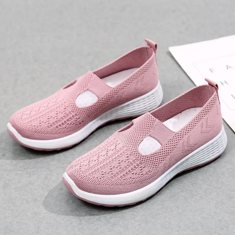 Women's Cloth Low-cut Mesh Breathable Mom Soft Bottom Canvas Shoes