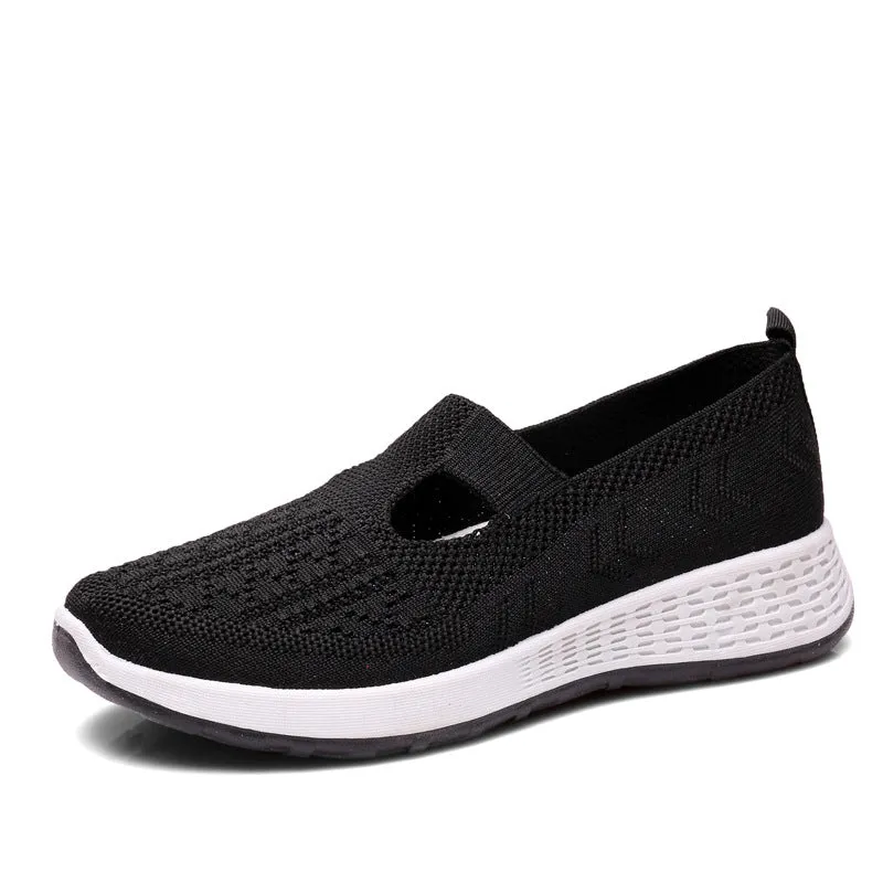 Women's Cloth Low-cut Mesh Breathable Mom Soft Bottom Canvas Shoes