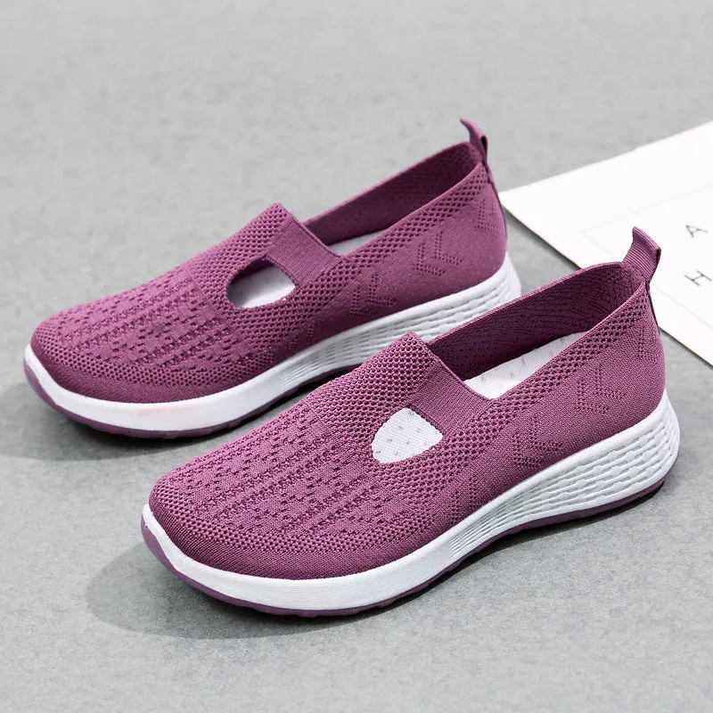 Women's Cloth Low-cut Mesh Breathable Mom Soft Bottom Canvas Shoes