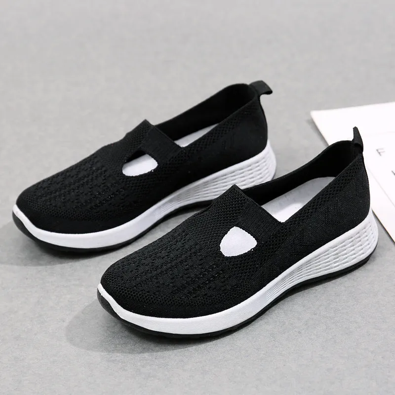 Women's Cloth Low-cut Mesh Breathable Mom Soft Bottom Canvas Shoes