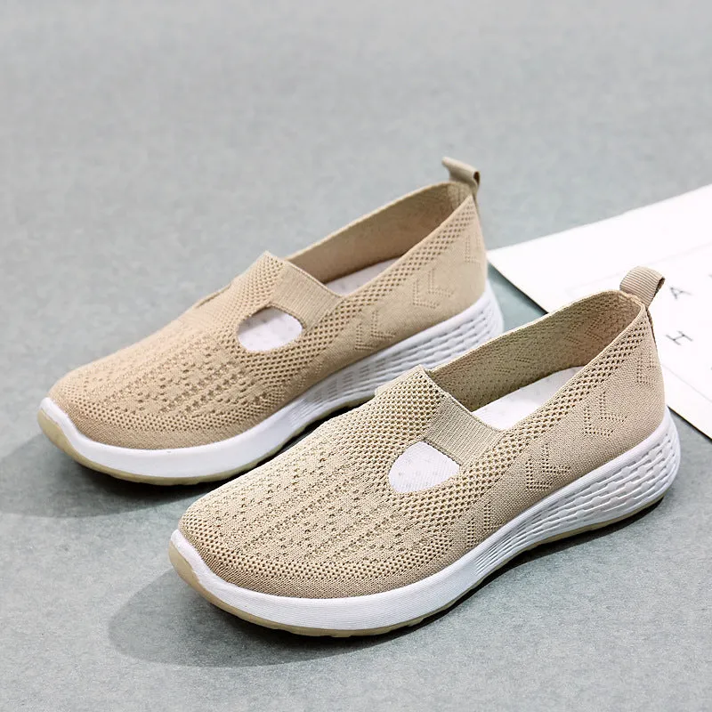 Women's Cloth Low-cut Mesh Breathable Mom Soft Bottom Canvas Shoes