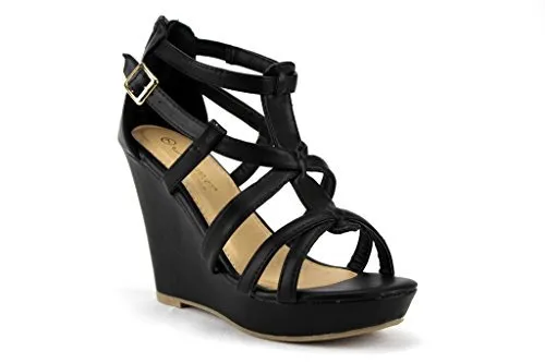 Women's Fay Strappy Caged Zip Wedge Sandals