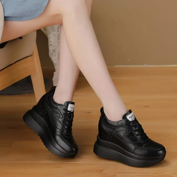 Womens Wedge Platform Sneakers High Hidden Heel Sneakers